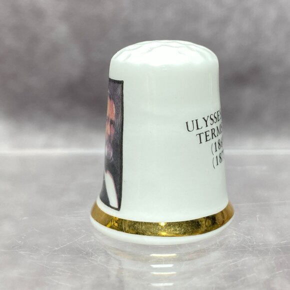 Vintage Ulysses S. Grant Fine Bone China Thimble Portrait Gold Trim England - Picture 5 of 8